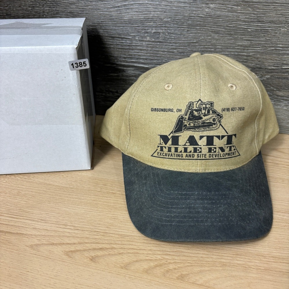 Vintage Matt Title Excavating Hat Cap Strap Back Gibsonburg Ohio Adjustable - Picture 11 of 11